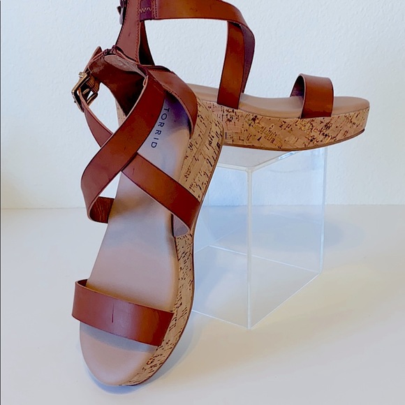 torrid Shoes - Torrid Platform Wedge Sandal Tan Size 11.5 Wide